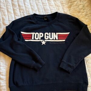 Forever 21 Navy Top Gun Graphic Crewneck with Red and White Accents